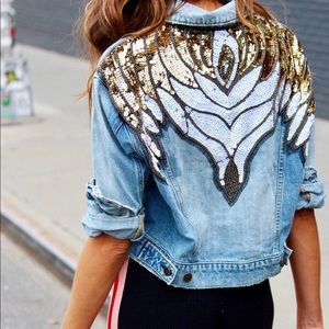 Free People Glam Embellished Denim Jacket